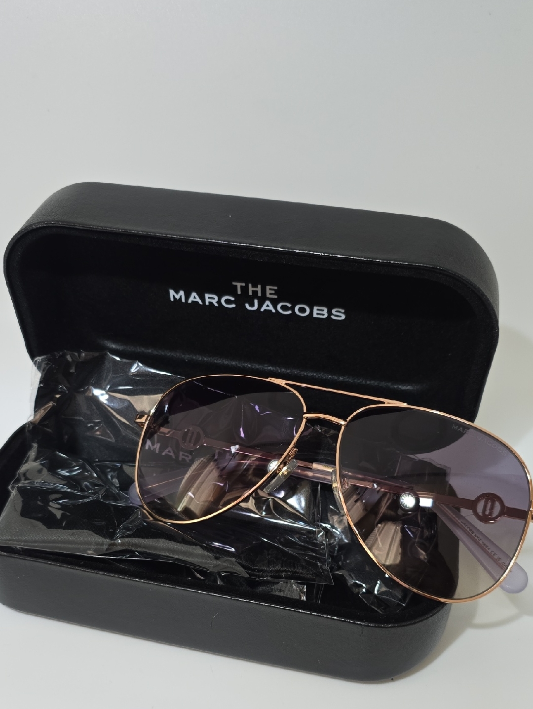 Marc Jacobs Aviator Sunglasses - Rose Gold Frame, Purple Lenses